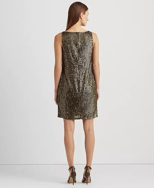 Lauren Womens Sequined Mini Cocktail and Party Dress  10 - Image 3