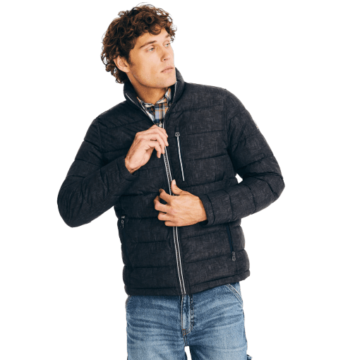 Nautica Men's Sustainably Crafted Full-Zip Jacket Grey Heather, S - Image 3