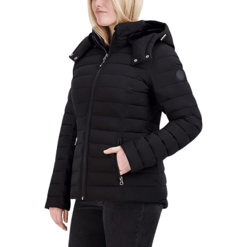 Nautica Women's Stretch Faux-Fur-Hooded Packable Puffer Coat - Black XL - Image 3