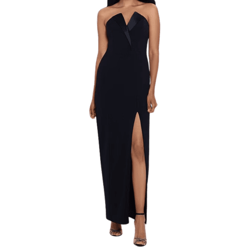 Betsy & Adam Strapless Tuxedo Gown - Black 10 - Image 3