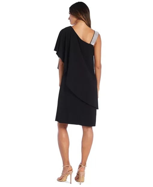 R & M Richards Black One Shoulder Dress Size 14 - Cocktail Dress - Image 2