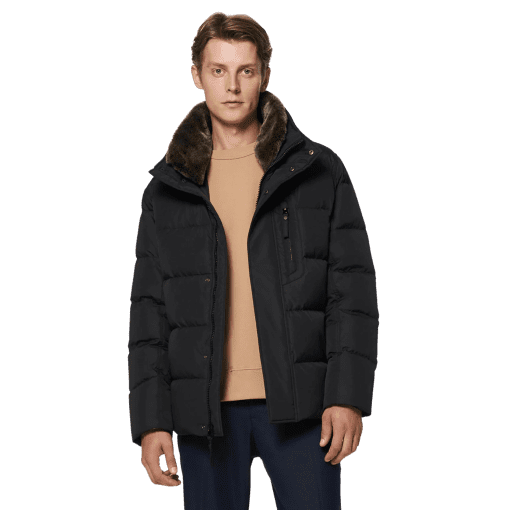 Andrew Marc Men's Horizon Faux Fur-Trimmed Down Puffer Jacket - Black - Size S - Image 4