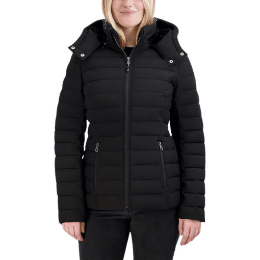 Nautica Women's Stretch Faux-Fur-Hooded Packable Puffer Coat - Black XL - Image 4