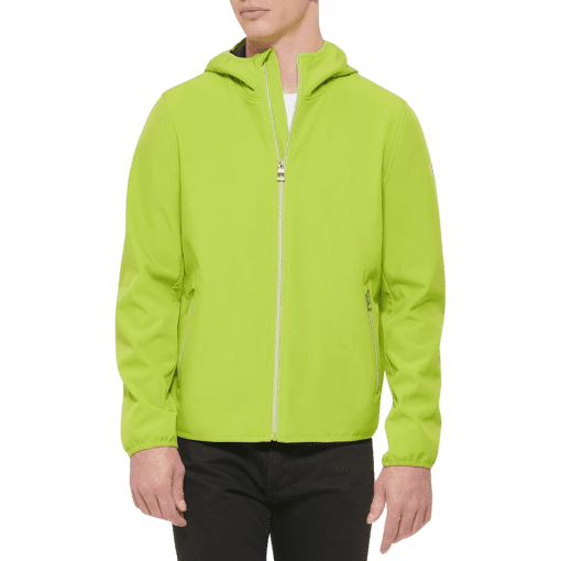 Guess Men's Neon Green Softshell Hooded Jacket - Size M