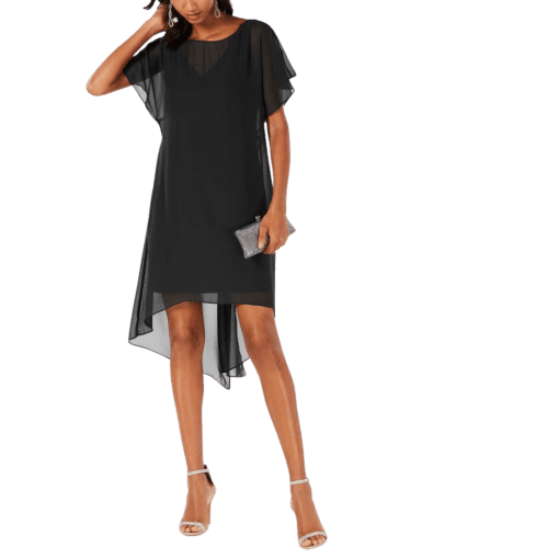 Adrianna Papell Womens Chiffon Overlay Cocktail Dress Size S