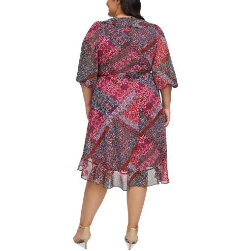 Jessica Howard Plus Womens Printed Knee-Length Wrap Dress Size 24W - Image 2