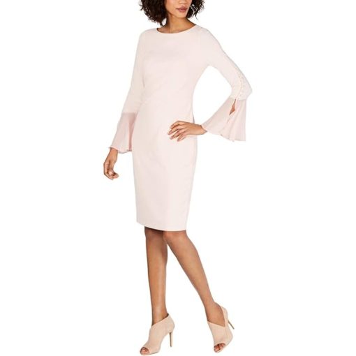 Calvin Klein Chiffon-Bell-Sleeve Sheath Dress size 10