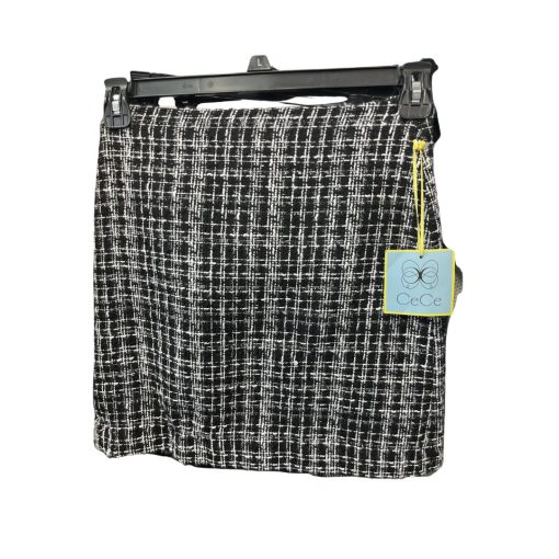 CeCe Black & White Tweed Mini Skirt - Size L - Women's Skirts