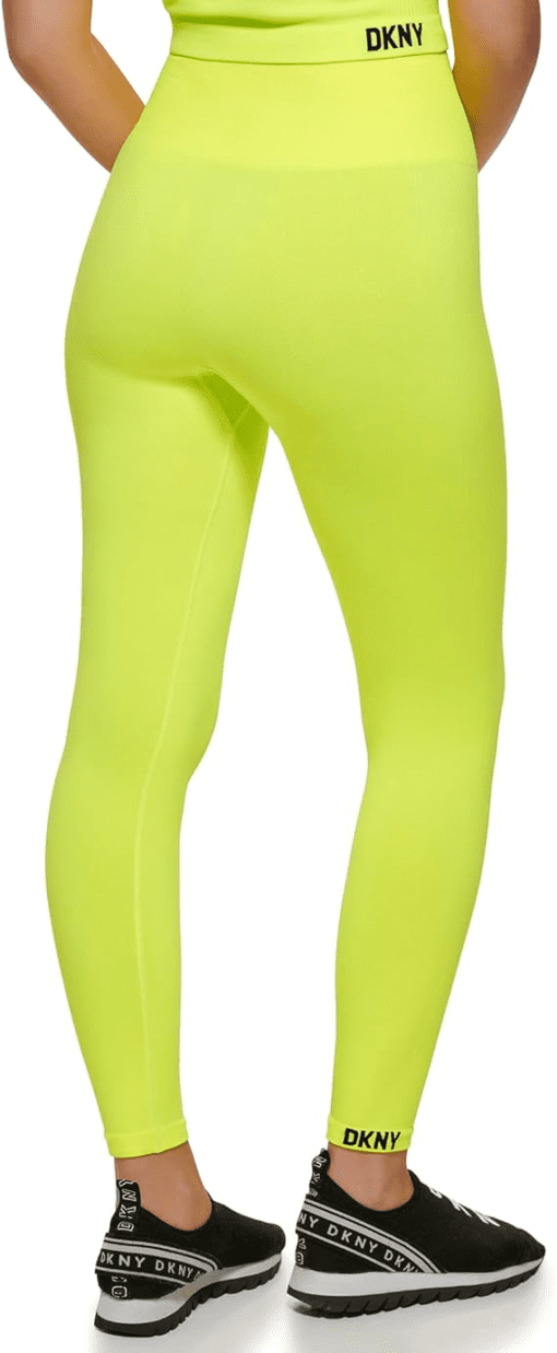 DKNY Neon Yellow Capri Leggings - Women's Activewear - Size L - Image 3