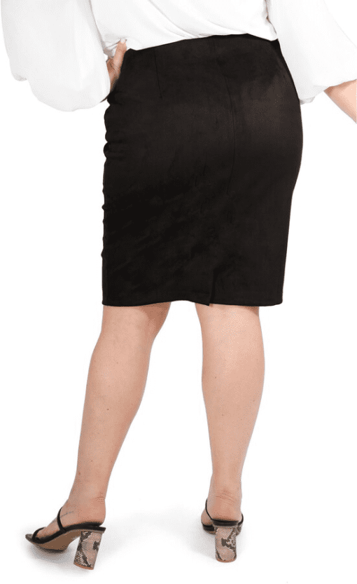 Maree Pour Toi Women's Plus Faux Suede Pencil Skirt - Black - Size 18 - Image 2