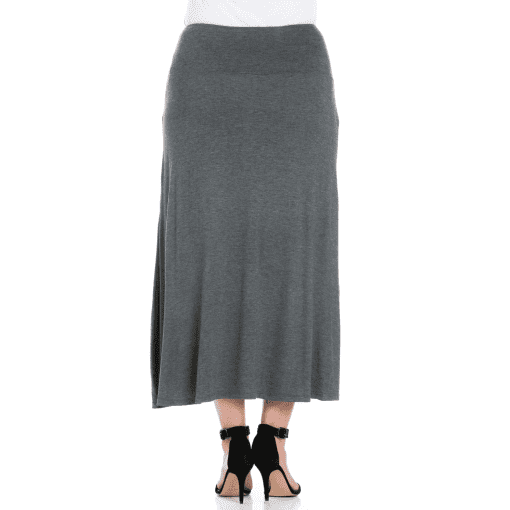 24seven Comfort Apparel Gray Maxi Skirt Plus Size Women's Skirts - Image 2