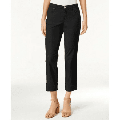 Style & Co Curvy Cuffed Capri Jeans, Deep Black 6