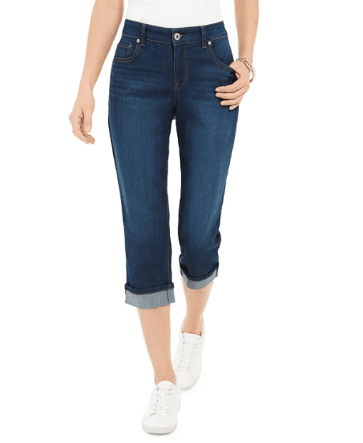 Style & Co Women's Curvy Cuffed Capri Jeans, Created for Macy's - Blue Lapis 4