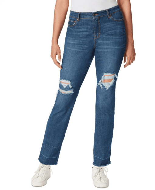 Gloria Vanderbilt Womens Mid-Rise Slim Fit Straight Leg Jeans 4