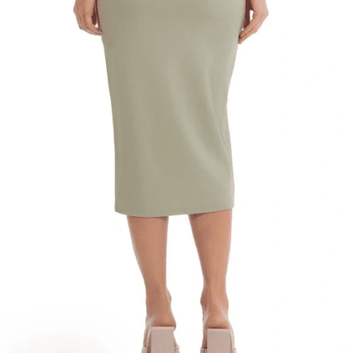 Avec Les Filles Rib Knit MIDI Skirt - Green - S - Image 2