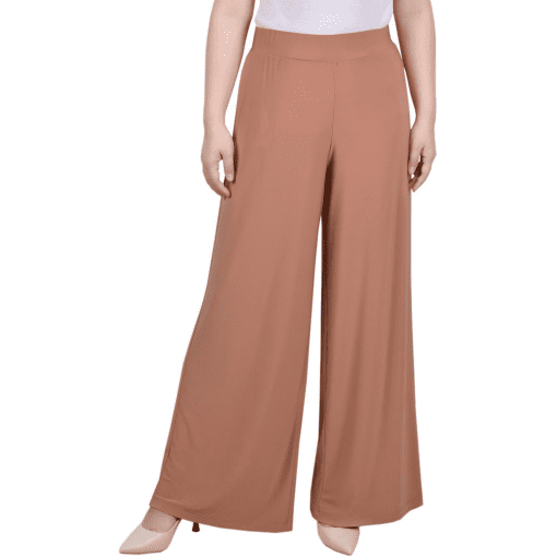 Brown Palazzo Pants - Wide Leg - Petite - Women's Pants