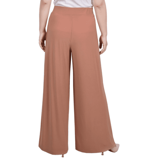 Brown Palazzo Pants - Wide Leg - Petite - Women's Pants - Image 2