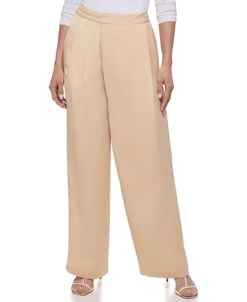 Dkny Women's Mid Rise Crossover Pleat Wide-Leg Pants 14