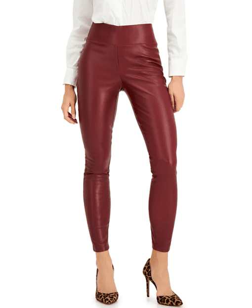 INC Red Faux Leather Leggings - High Rise Skinny Pants - 0