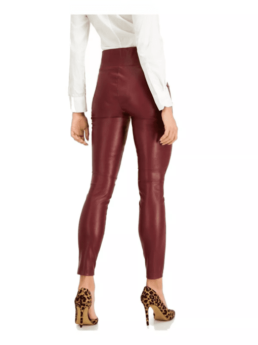 INC Red Faux Leather Leggings - High Rise Skinny Pants - 0 - Image 2