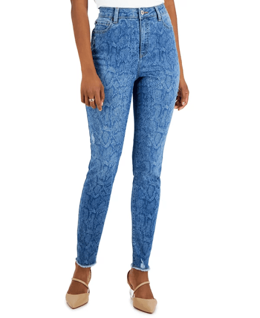 INC Women's High-Rise Snakeskin-Print Skinny Jeans, Created for Macy's - Snake Wash size 10