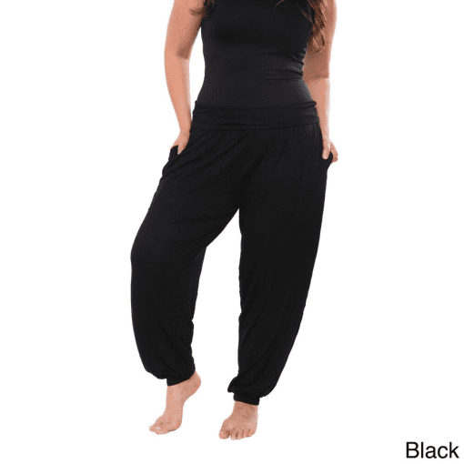 White Mark Black Harem Pants Plus Size 1XL - Women's Lounge Pants