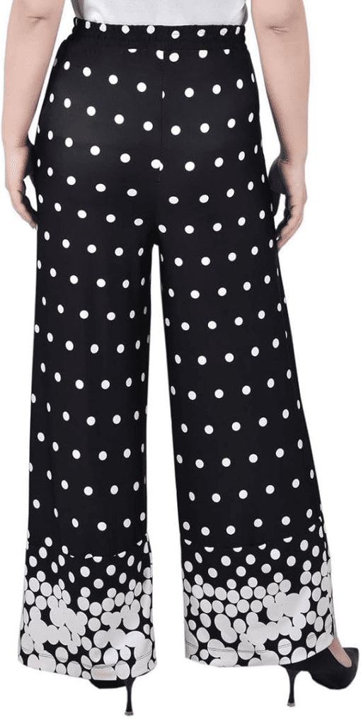 Black Polka Dot Wide Leg Pants - Petite - Women's Trousers - Image 2