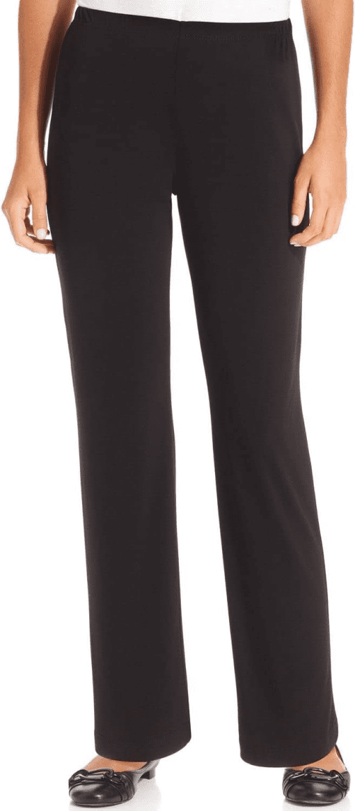 NY Collection Petite Black Pull-On Pants - Straight Leg Trousers