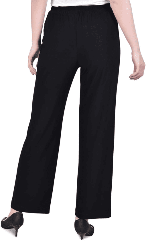 NY Collection Petite Black Pull-On Pants - Straight Leg Trousers - Image 2