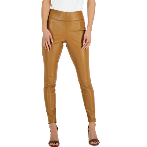 INC Petite Faux Leather Pants - Camel 6P - Women's Skinny Pants