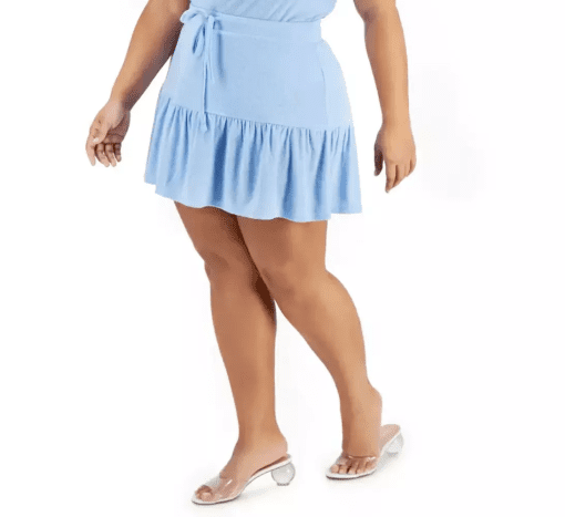 Love, Fire Trendy Plus Size Terry Ruffled Mini Skirt 2x color air