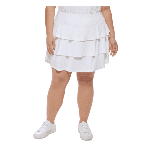 CALVIN KLEIN PERFORMANCE Womens White Short Ruffled Skort Plus 3X