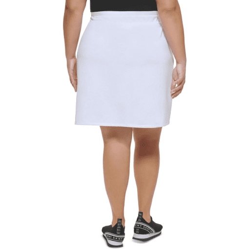 DKNY SPORT Womens White Pocketed Unlined Elastic Waist Above the Knee a-Line Skirt Plus 2X - Image 2