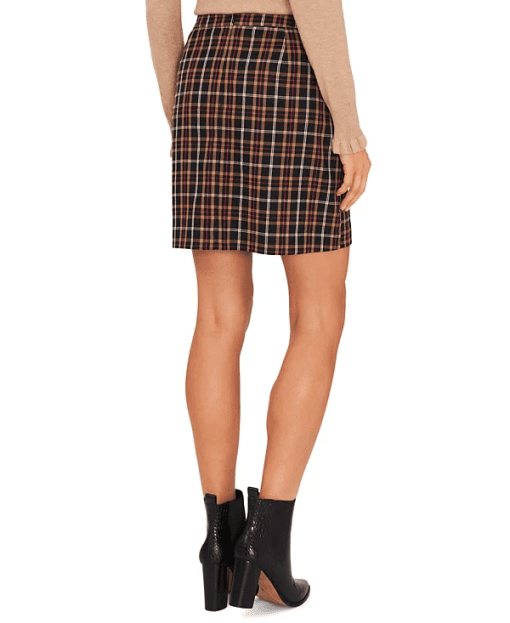 Womens Plaid Faux Wrap a-Line Skirt rich black 10 - Image 2