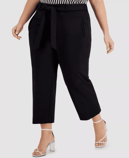 Bar III Plus Black Tie Waist Pants - Plus Size 18W - Women's Trousers