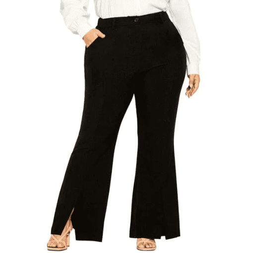 City Chic Black Flare Pants Plus Size 24 - Women's Trousers