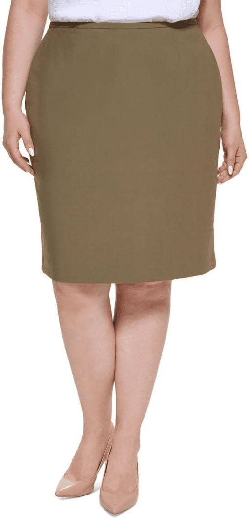 Calvin Klein Plus Size Luxe Pencil Skirt - Caper 18W/18F/18M