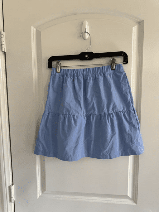 Hippie Rose Juniors' Elasticized-Waist Poplin Tiered Mini Skirt - Aster Blue S