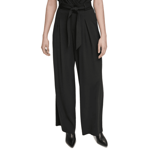 Calvin Klein Womenswear Pleated Belted Wide Leg Pants LGG