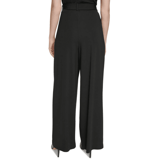 Calvin Klein Womenswear Pleated Belted Wide Leg Pants LGG - Image 2