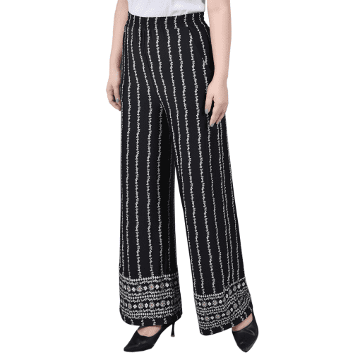 Black Floral Wide Leg Pants - Size PXL - Women's Trousers