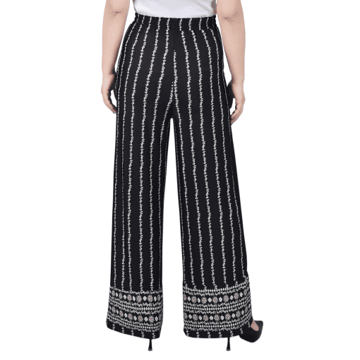 Black Floral Wide Leg Pants - Size PXL - Women's Trousers - Image 2