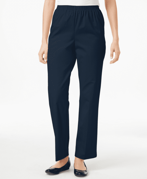 Alfred Dunner Navy Pull-On Pants - Misses 16 - Women's Twill Pants