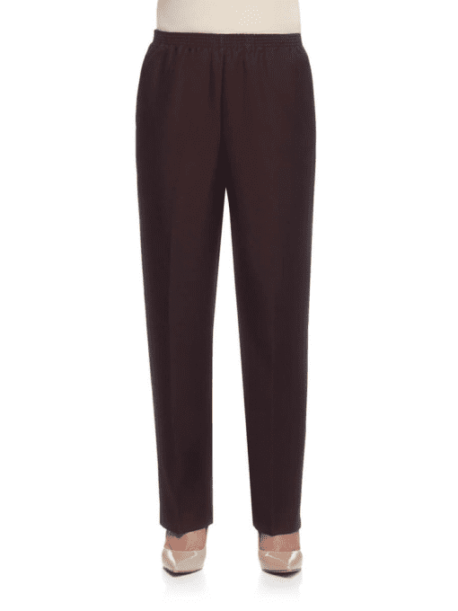 Alfred Dunner Brown Petite Straight Leg Pants - Women's Trousers