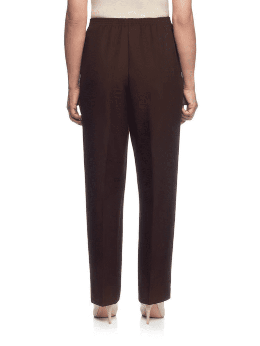 Alfred Dunner Brown Petite Straight Leg Pants - Women's Trousers - Image 2