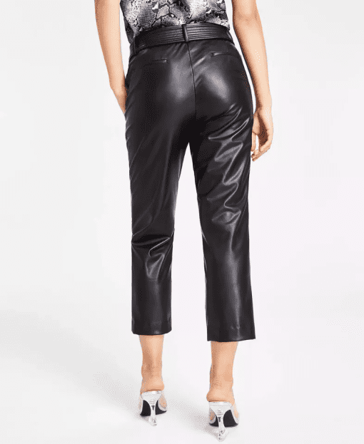 Bar Iii Women's Faux Leather Tie-Waist Pants, Created for Macy's - Black XXL - Image 2