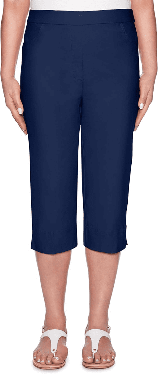 Alfred Dunner Navy Petite Pull-On Capri Pants - Size 16P - Clamdiggers