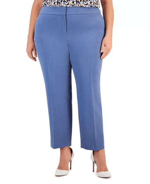 KASPER Plus Size Blue Ankle Pants - Women's Work Trousers