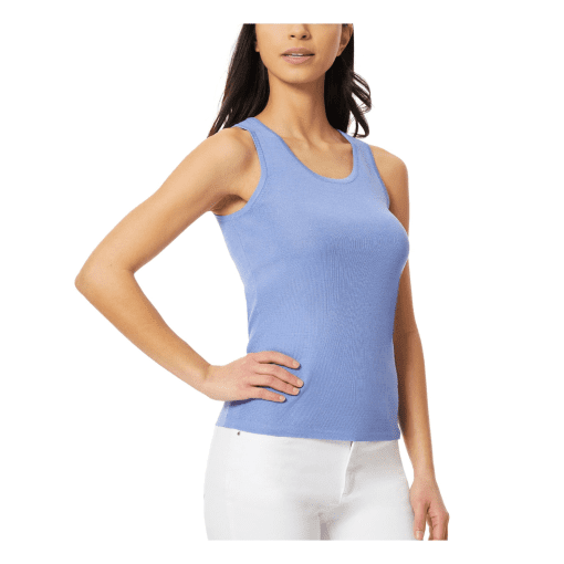 JONES NEW YORK Womens Blue Ribbed Pull-on Sleeveless Scoop Neck Tank Top L - Image 3