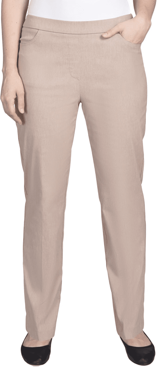 Alfred Dunner Khaki Petite Pants - Women's Straight Leg Trousers